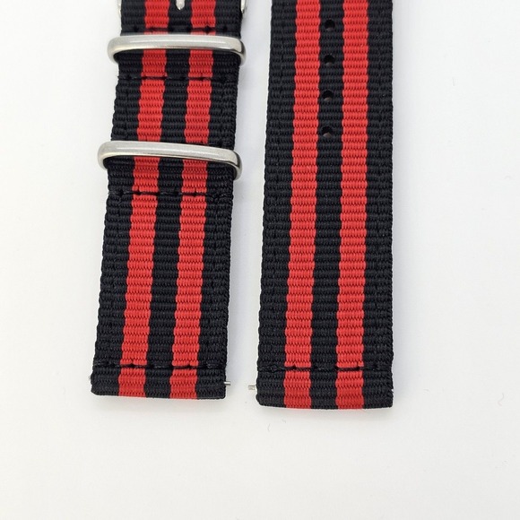 Men's 22MM Canvas Nylon Watch Bands Quick Release Two-Piece‎ Straps Black Red - Picture 3 of 7